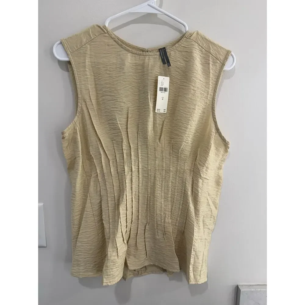 Anthropologie The Della Pleated-Waist Shell Top | Ivory | Size Large NWT - Picture 3 of 10